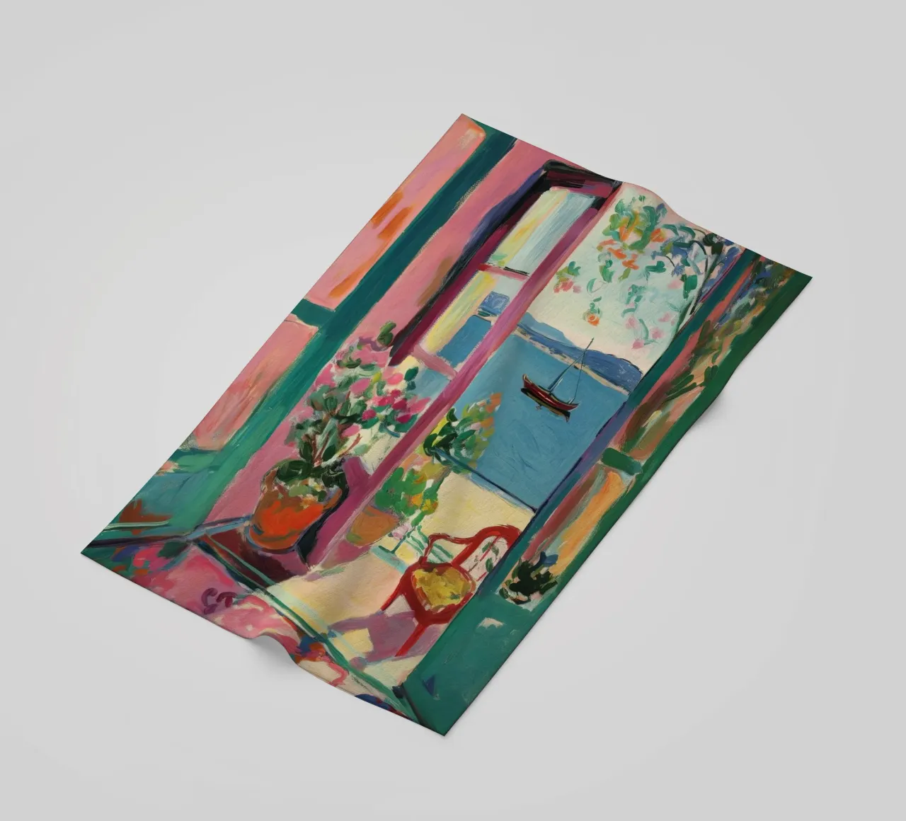 Open window, open dreams beach towel by Nikis Art Studio