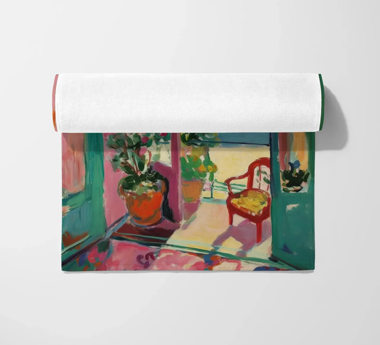 Open window, open dreams beach towel by Nikis Art Studio