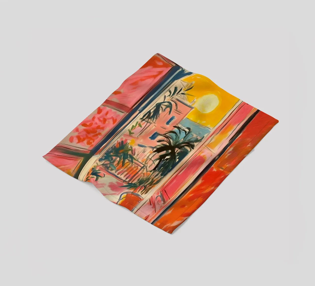 Open Window "Open horizons: A view full of colours" fleece blanket by Nikis Art Studio