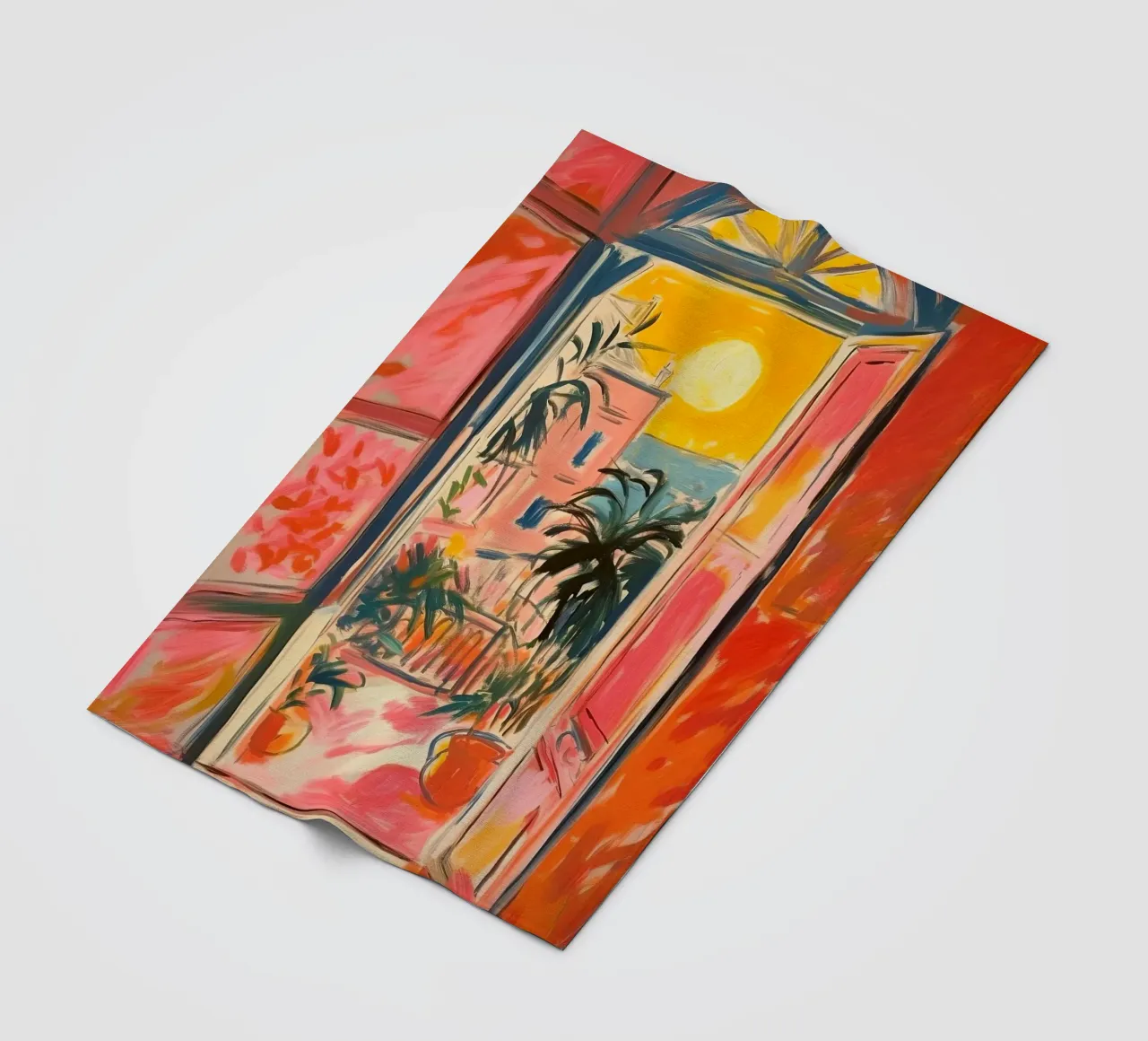 Open Window "Open horizons: A view full of colours" fleece blanket by Nikis Art Studio