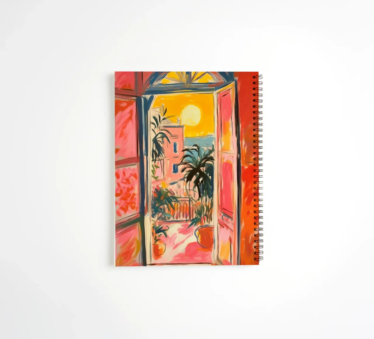 Open Window "Open horizons: A view full of colours" spiral notebook by Nikis Art Studio