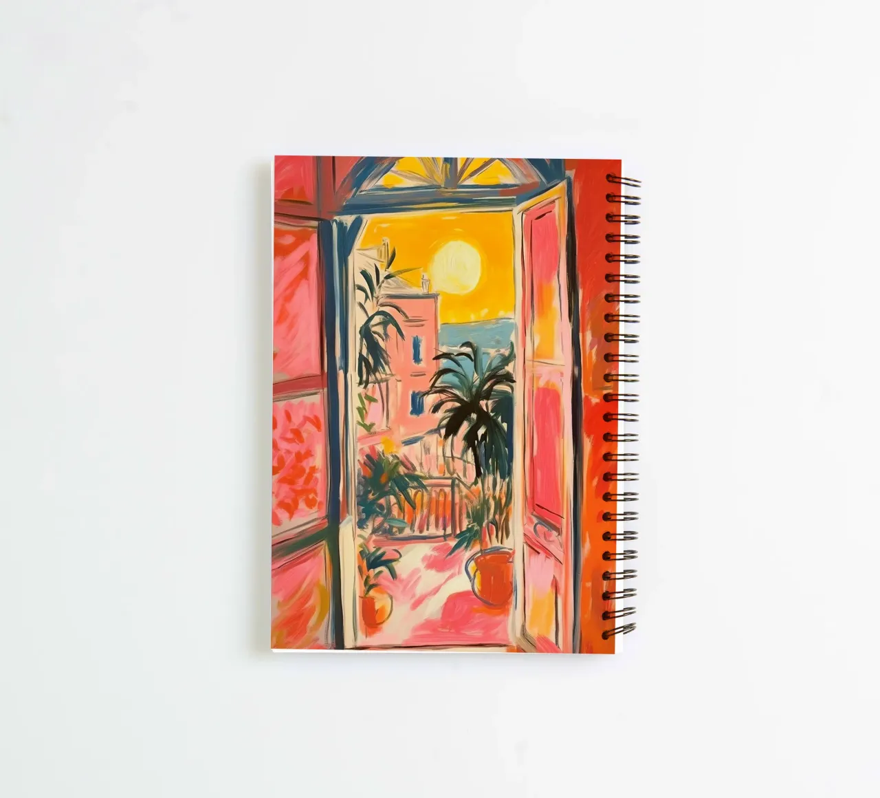 Open Window "Open horizons: A view full of colours" spiral notebook by Nikis Art Studio