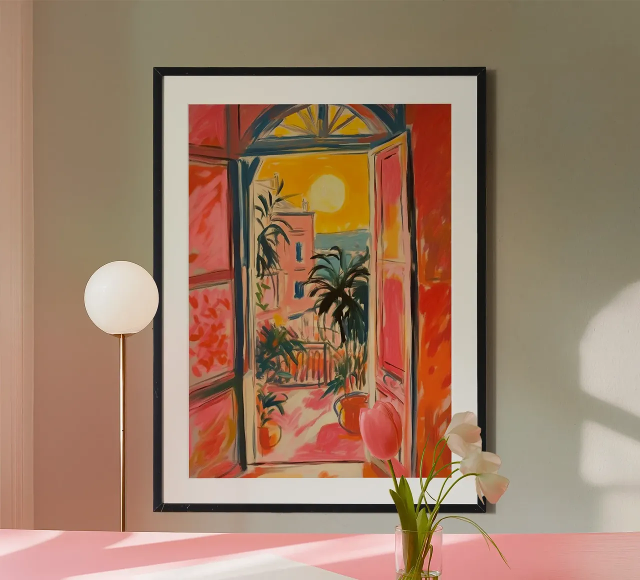 Open Window "Open horizons: A view full of colours" poster by Nikis Art Studio
