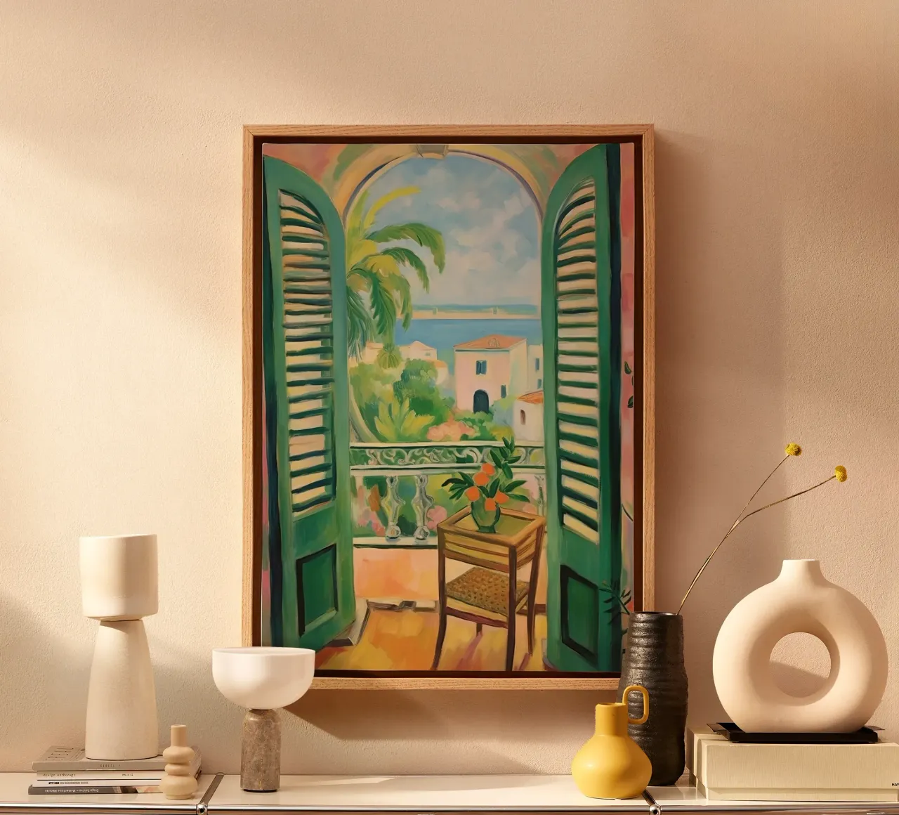 Open Window - inspired by Henri Matisse canvas with Floater frame by Nikis Art Studio