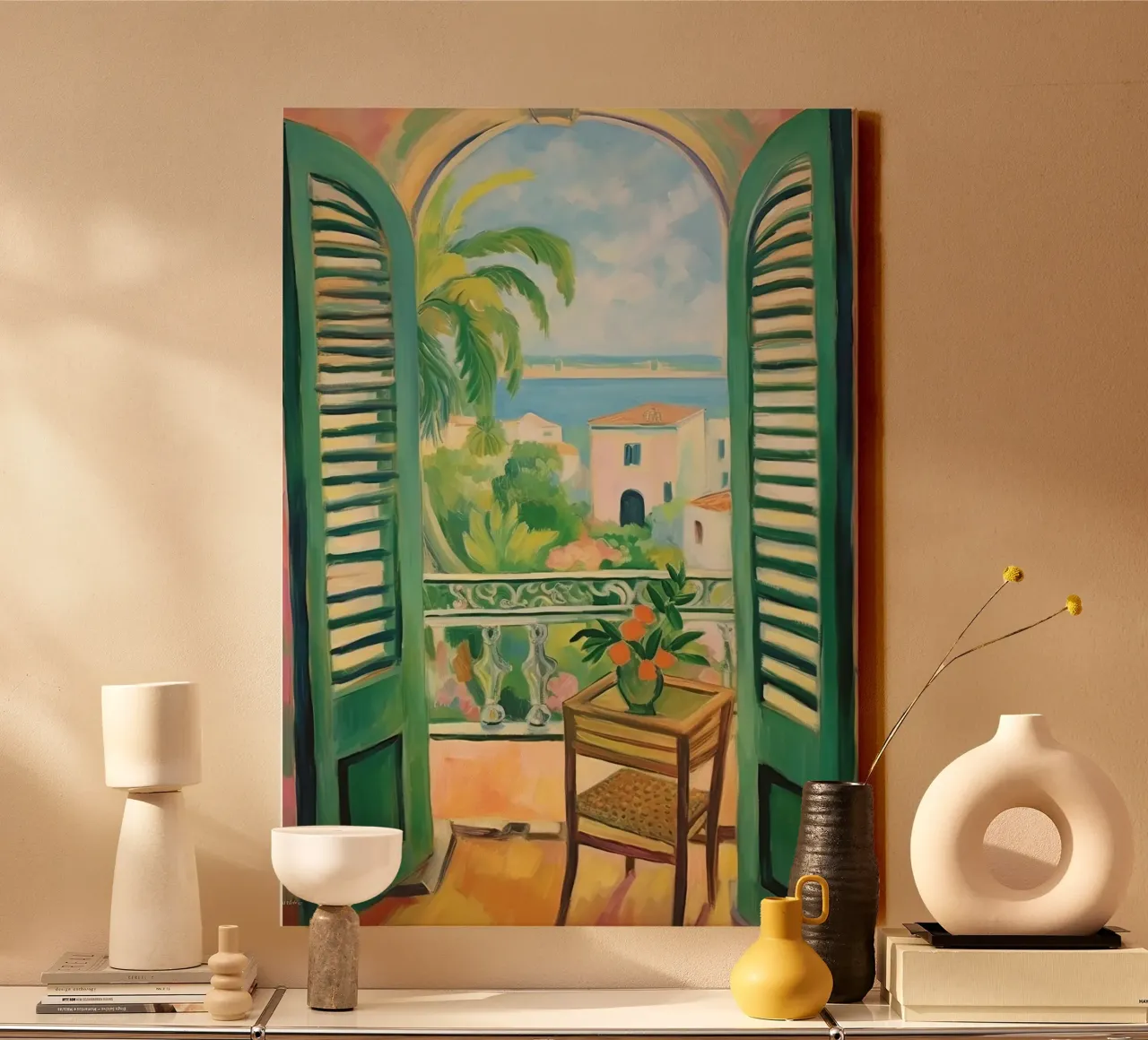 Open Window - inspired by Henri Matisse canvas with Floater frame by Nikis Art Studio