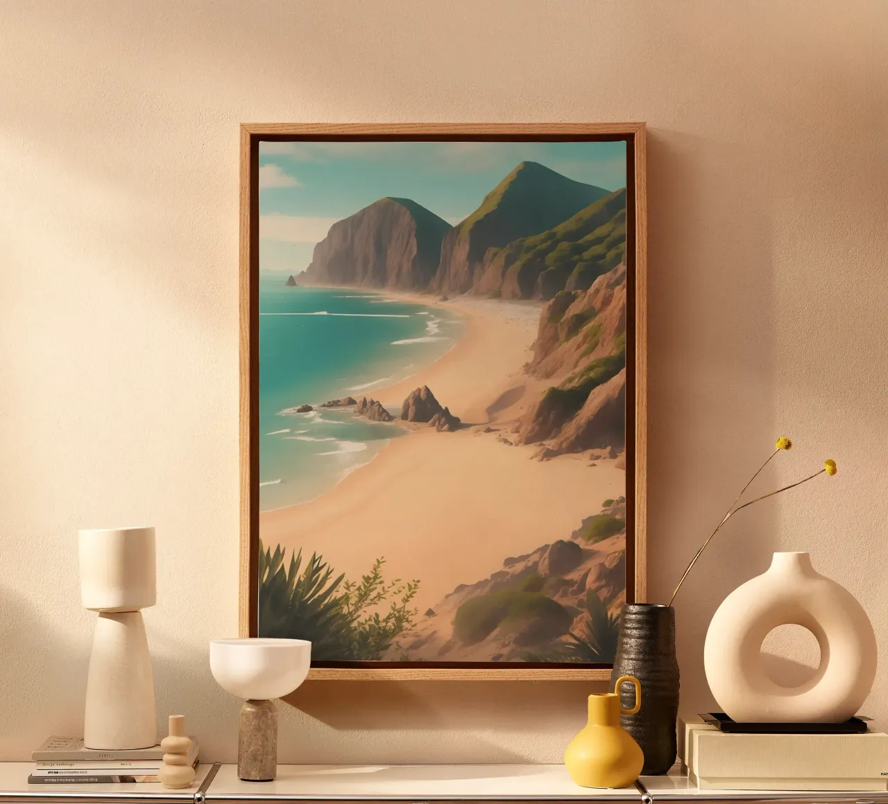 Spiaggia di sabbia tela con Cornice a cassetta da Charnwood Prints