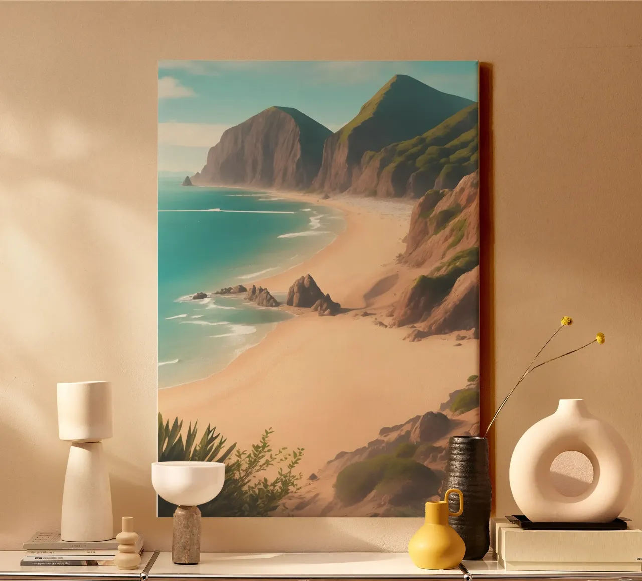 Spiaggia di sabbia tela con Cornice a cassetta da Charnwood Prints