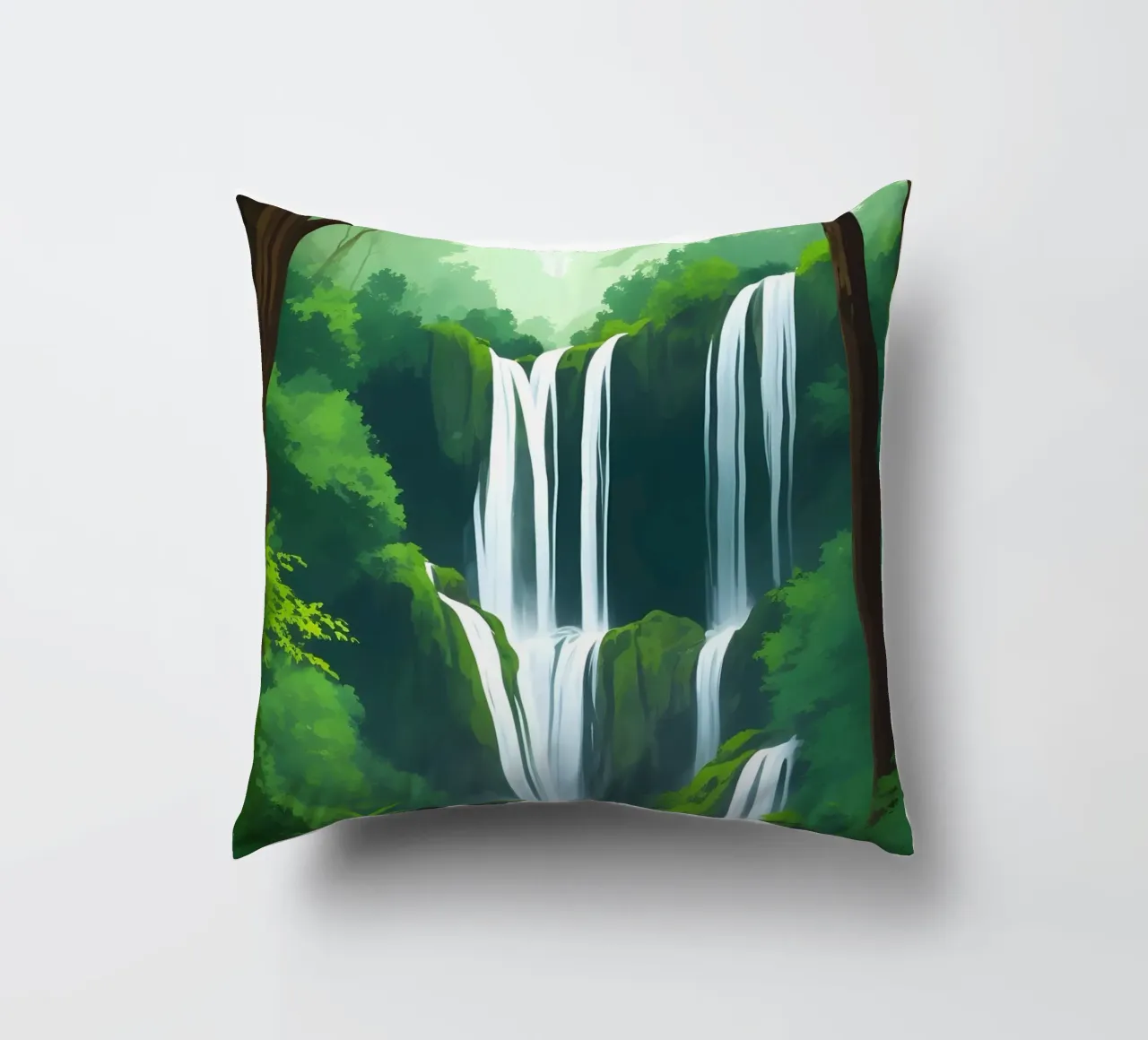 Cascata della foresta pluviale cuscino da Charnwood Prints
