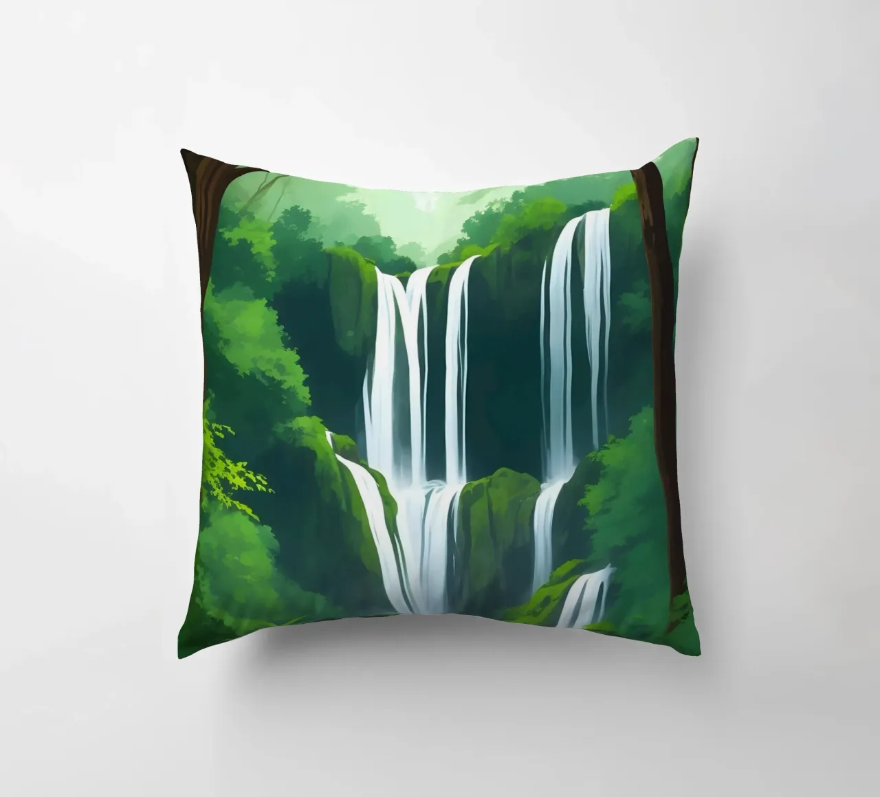 Cascata della foresta pluviale cuscino da Charnwood Prints