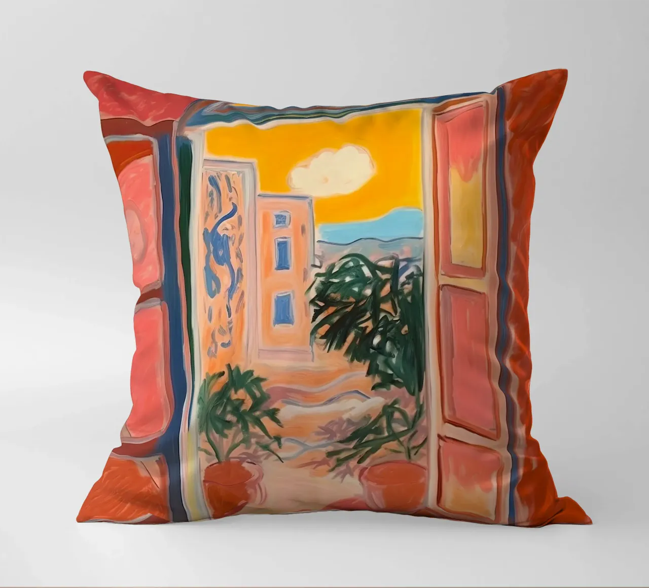 Open Window - inspired by Henri Matisse decorative cushion by Nikis Art Studio