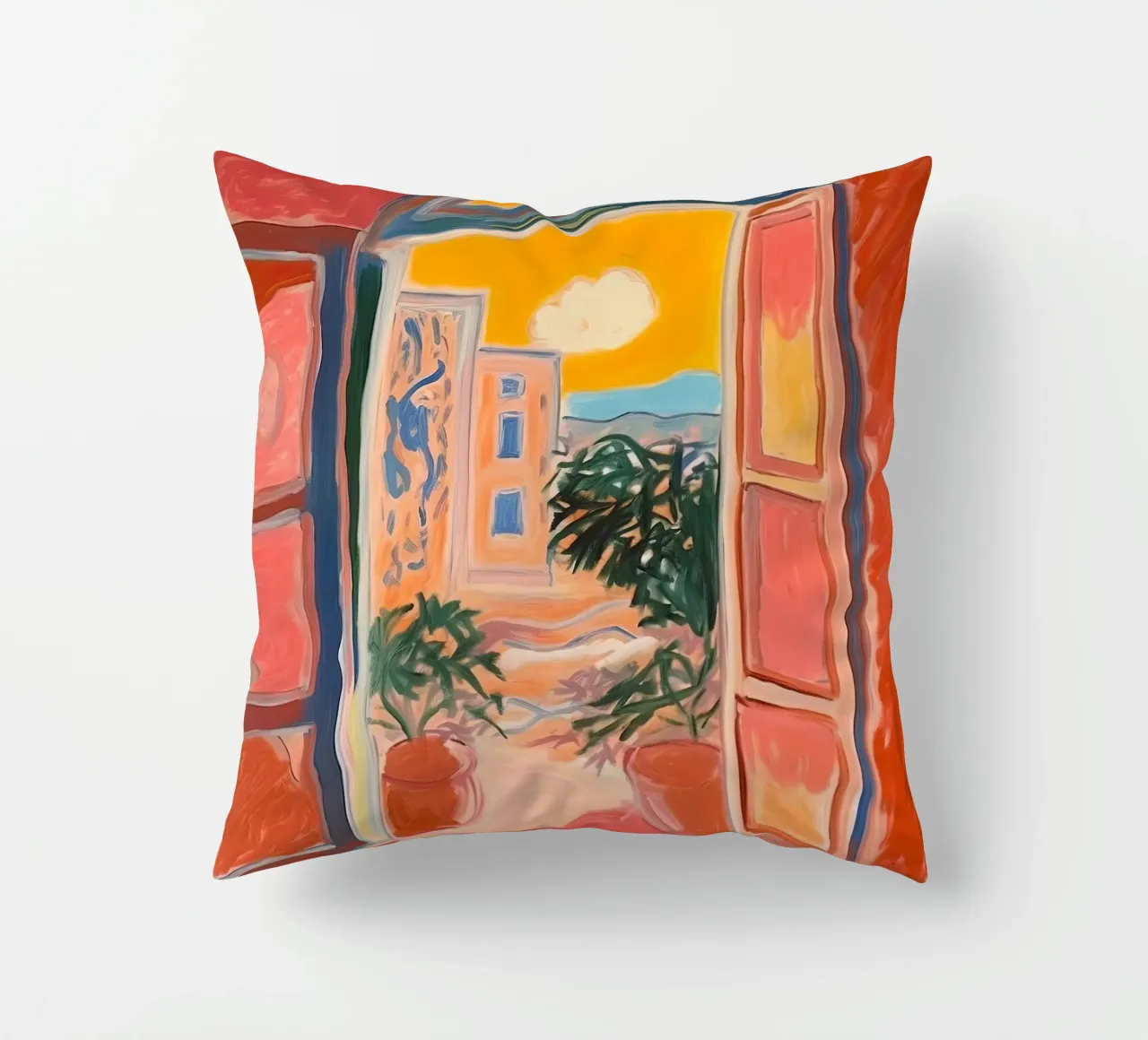 Open Window - inspired by Henri Matisse decorative cushion by Nikis Art Studio