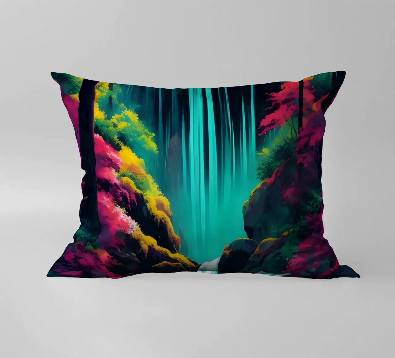 Cascata della foresta pluviale cuscino da Charnwood Prints