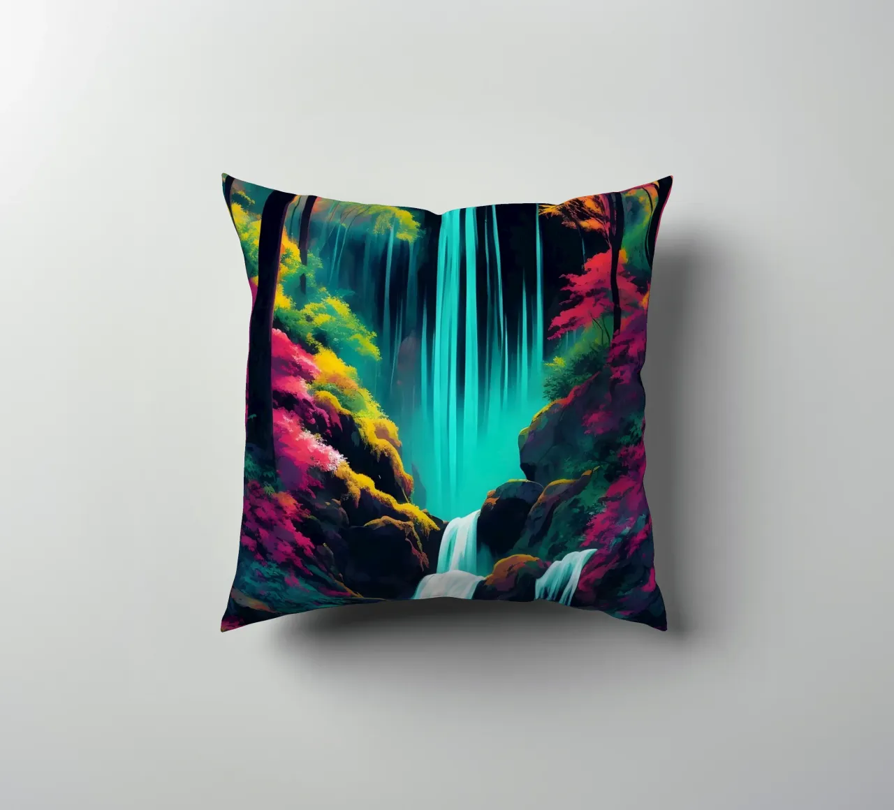 Cascata della foresta pluviale cuscino da Charnwood Prints