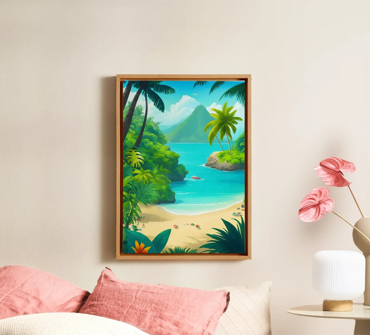 Spiaggia tropicale tela con Cornice a cassetta da Charnwood Prints
