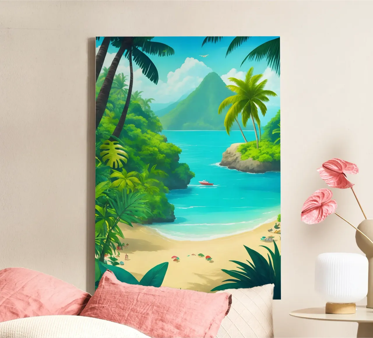 Spiaggia tropicale tela con Cornice a cassetta da Charnwood Prints