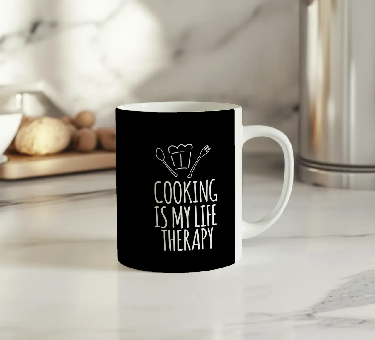 Cooking is my life therapy ceramic mug by happieeagle
