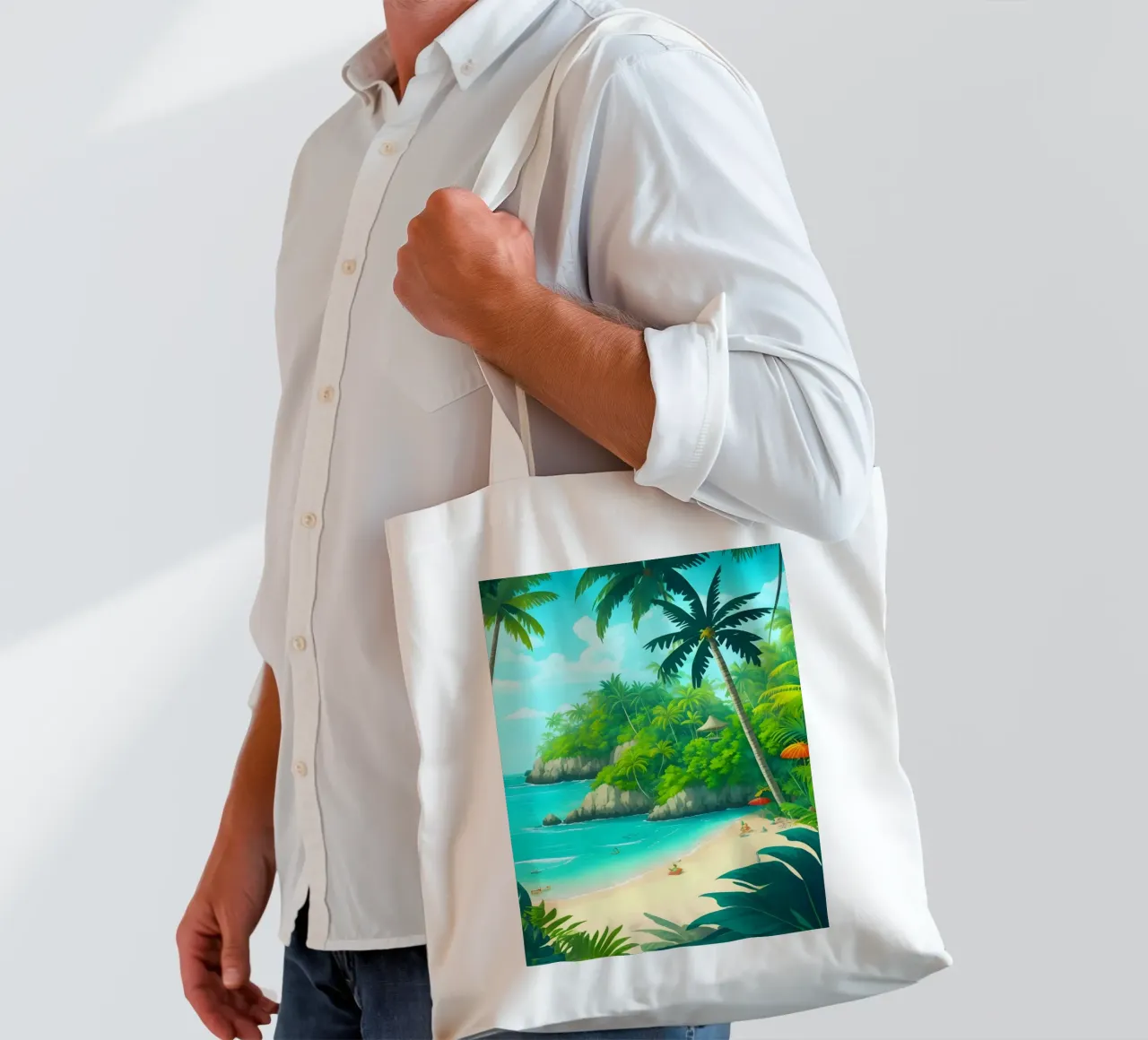 Spiaggia tropicale borsa in juta da Charnwood Prints