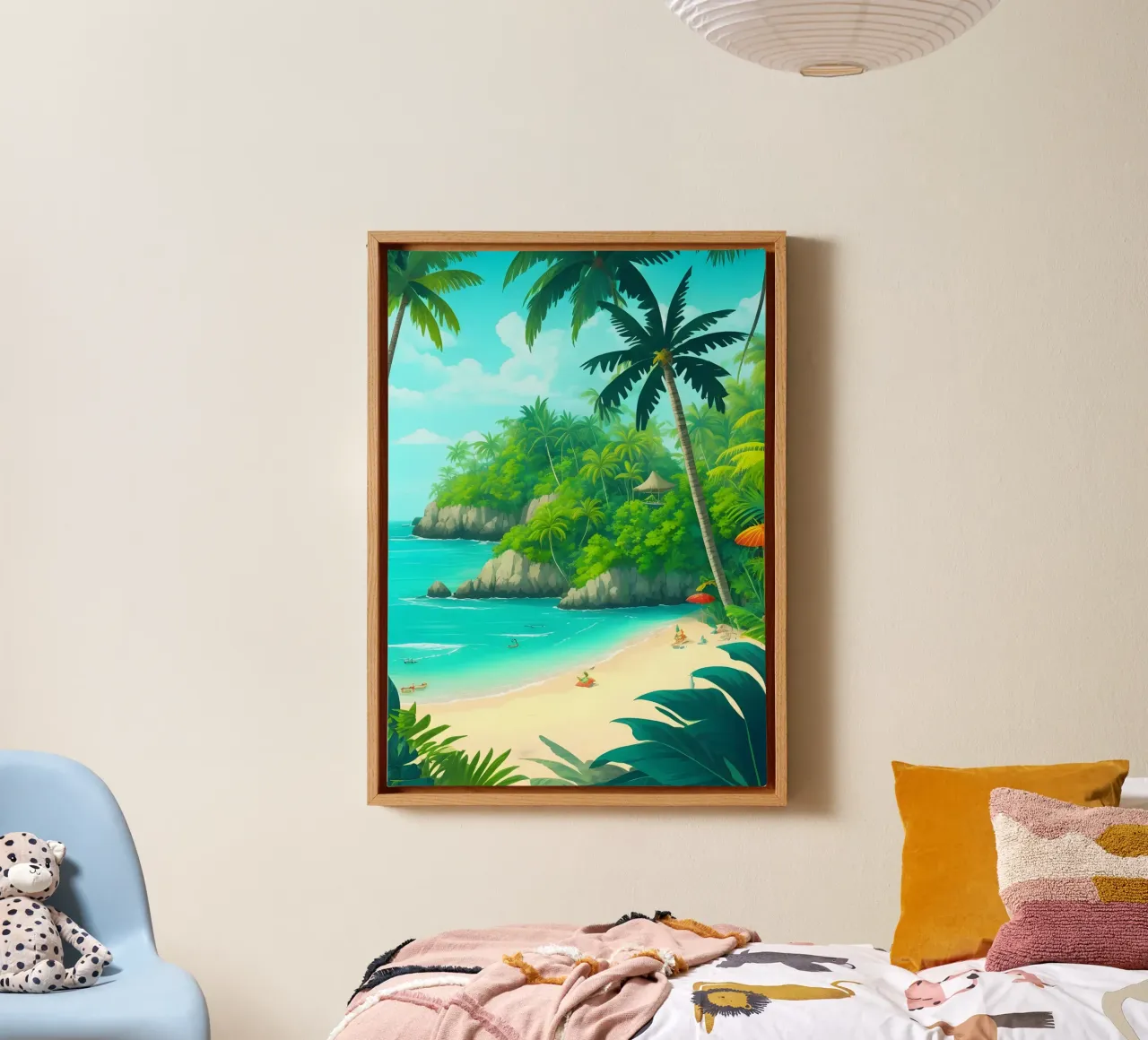 Spiaggia tropicale tela con Cornice a cassetta da Charnwood Prints