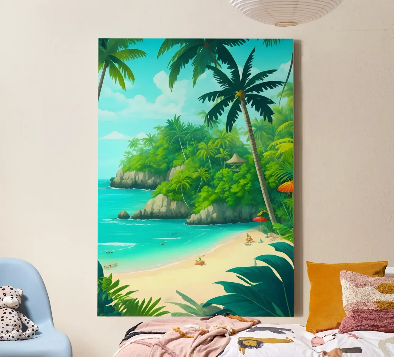 Spiaggia tropicale tela con Cornice a cassetta da Charnwood Prints