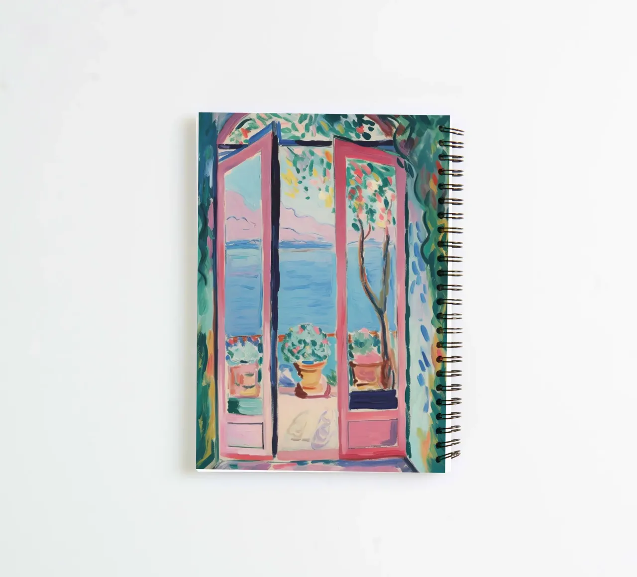 Mediterranean freedom: a window into paradise spiral notebook by Nikis Art Studio