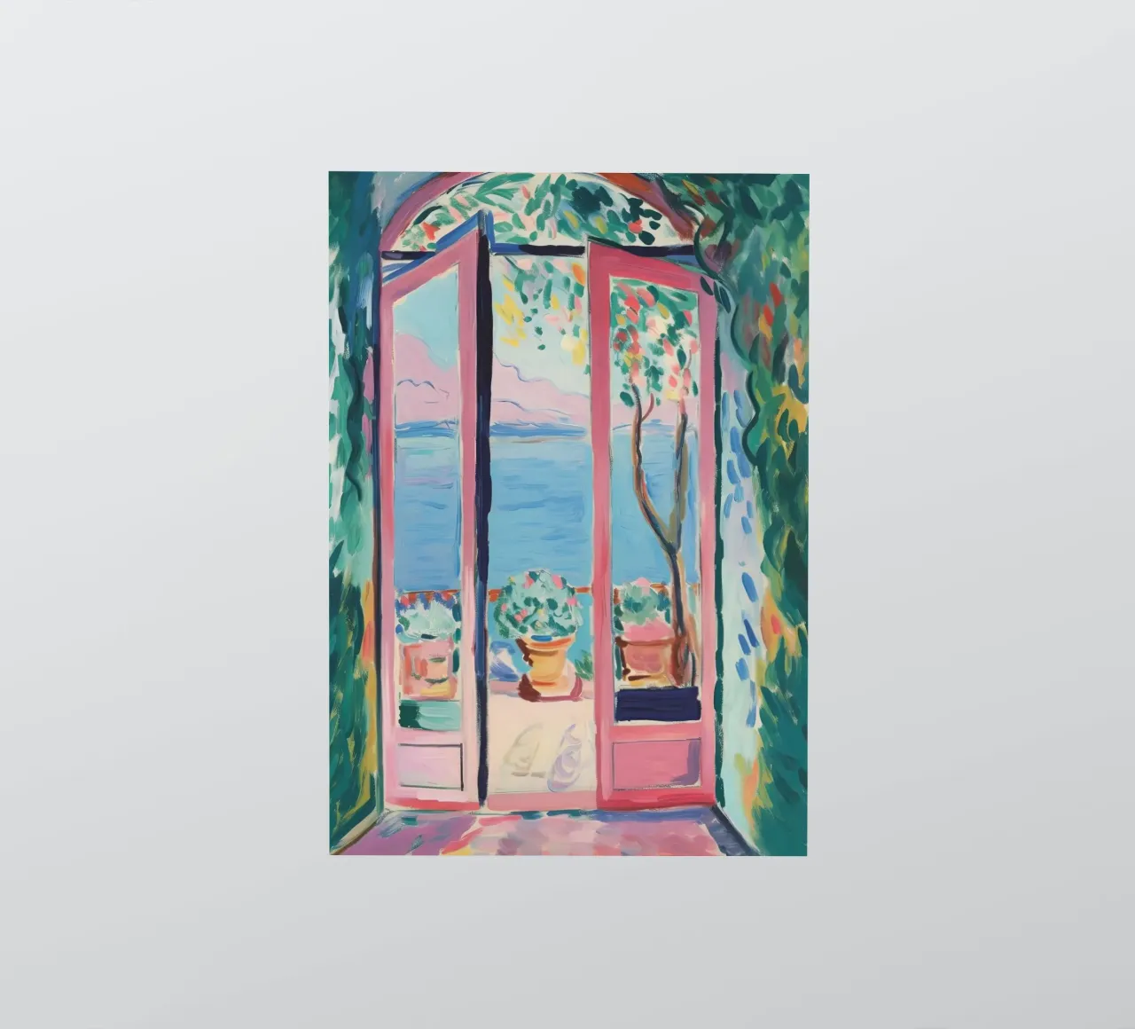 Mediterranean freedom: a window into paradise sticker by Nikis Art Studio