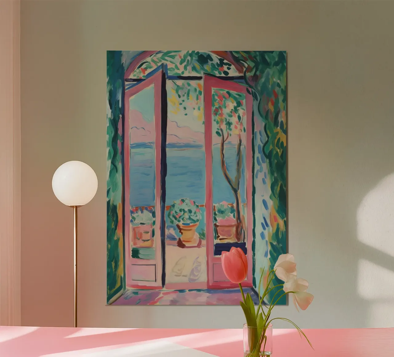 Mediterranean freedom: a window into paradise alu-dibond by Nikis Art Studio