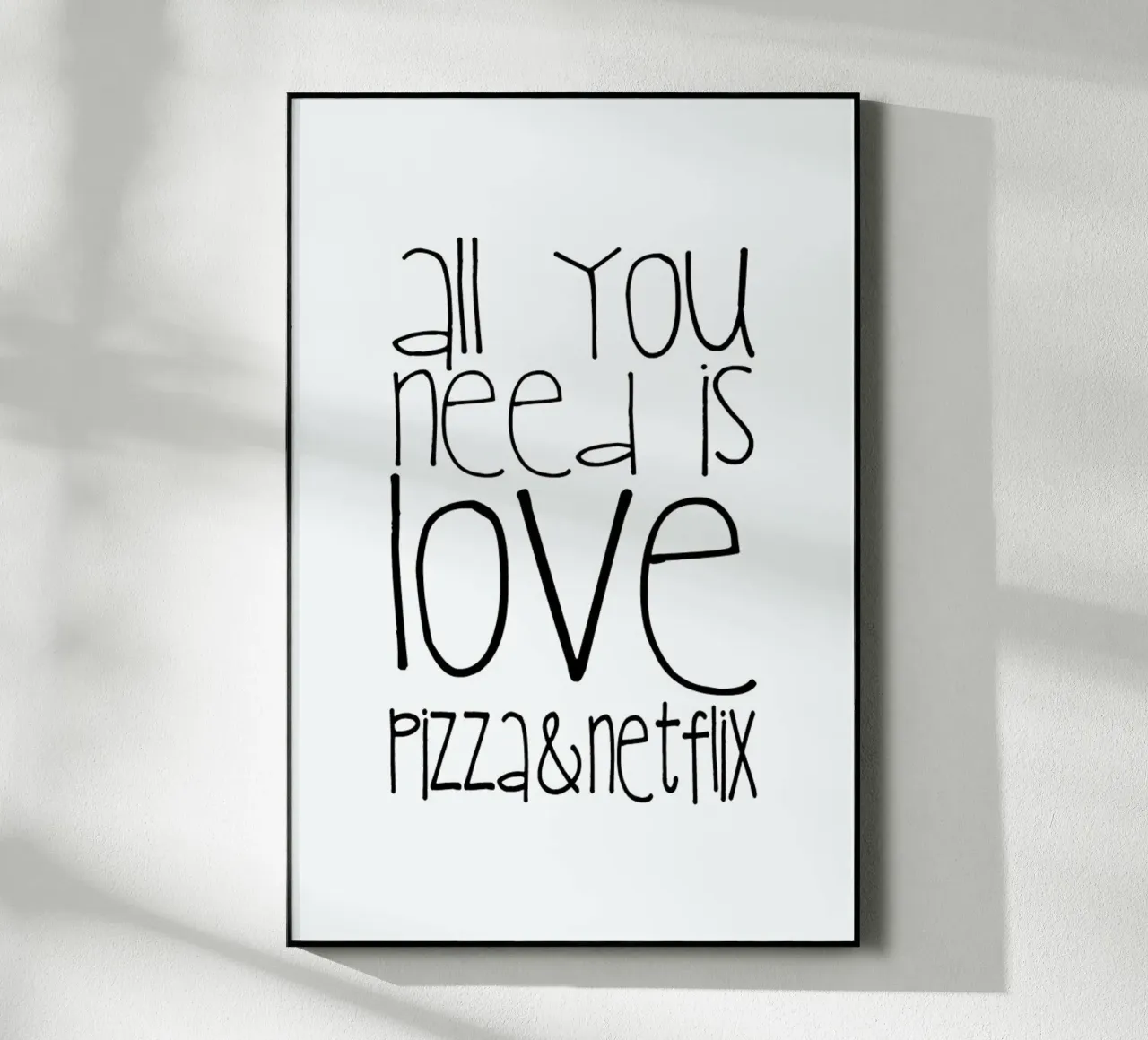 Tutto ciò di cui hai bisogno è amore, pizza e Netflix plexiglass da Monika Strigel