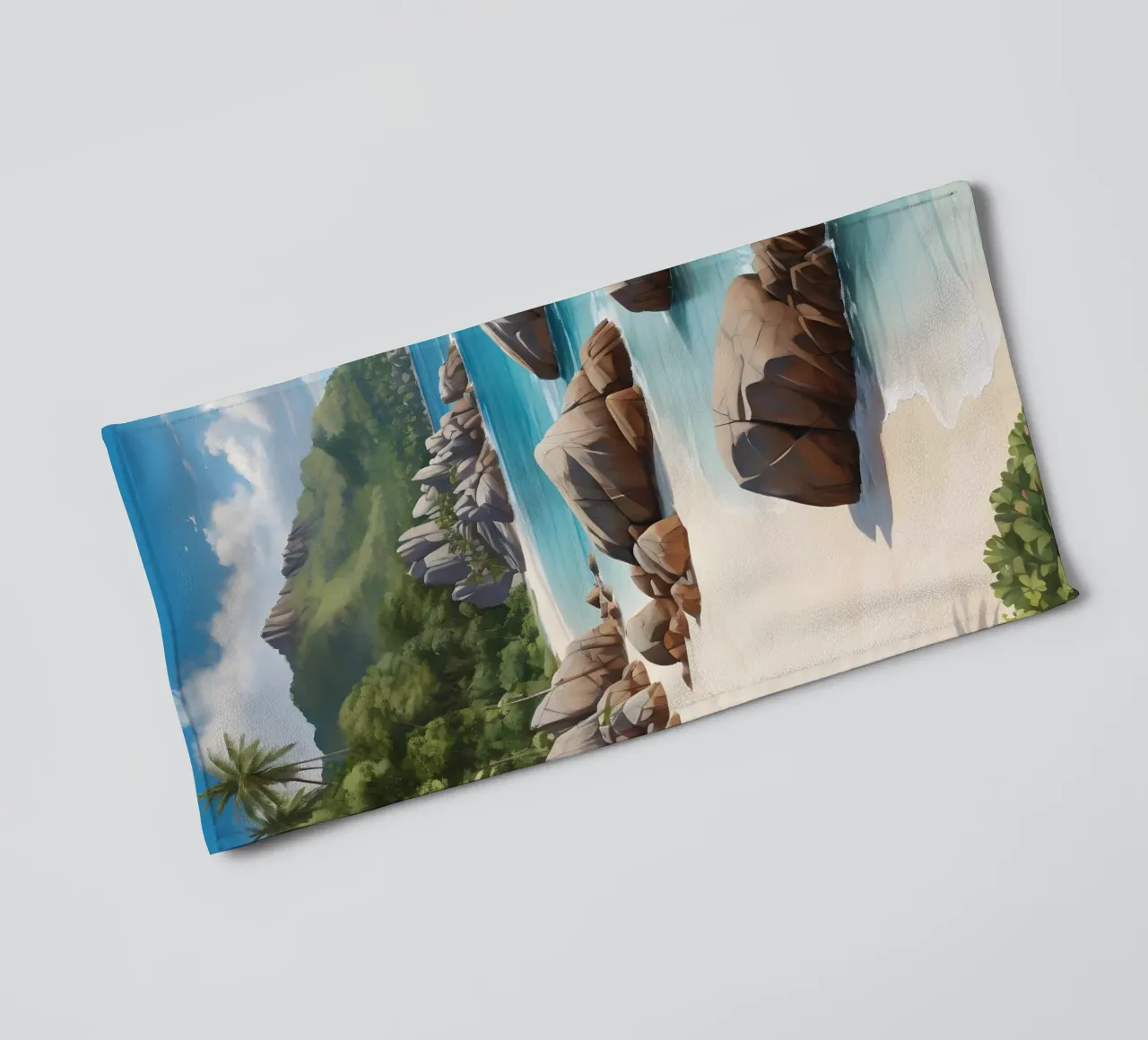 Spiaggia tropicale rocciosa asciugamano da bagno da Charnwood Prints