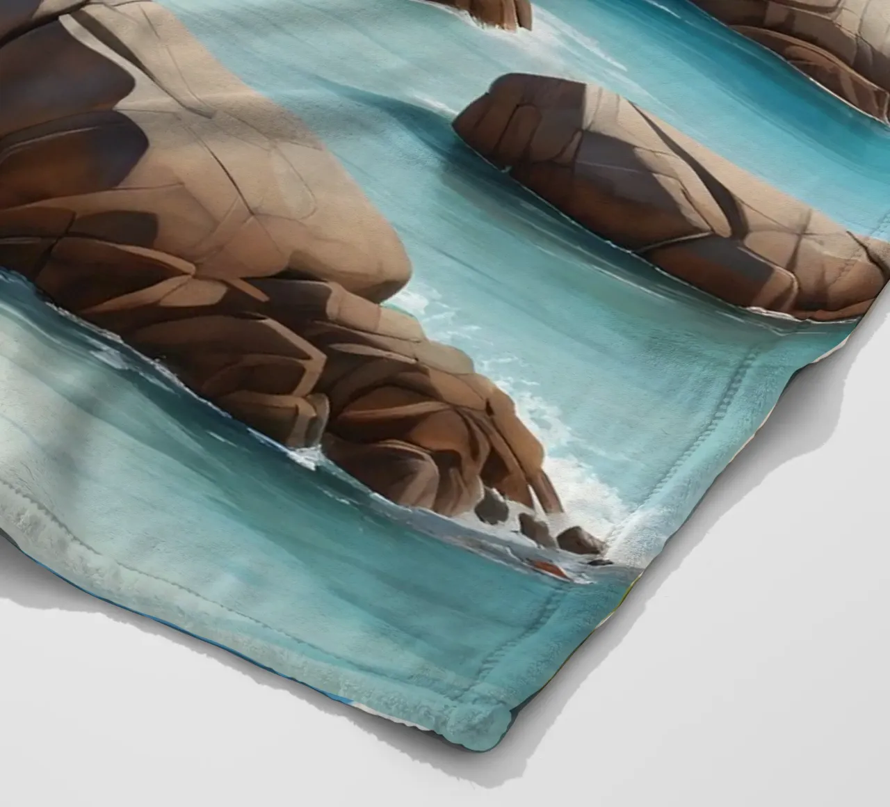 Spiaggia tropicale rocciosa coperta in pile da Charnwood Prints