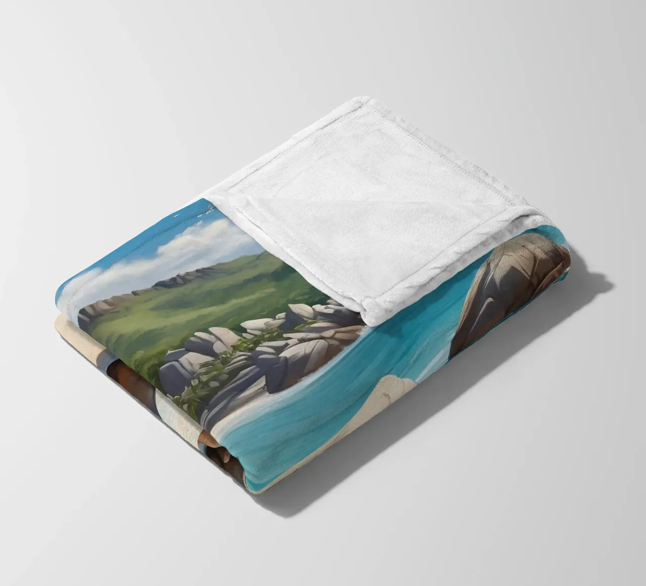 Spiaggia tropicale rocciosa coperta in pile da Charnwood Prints