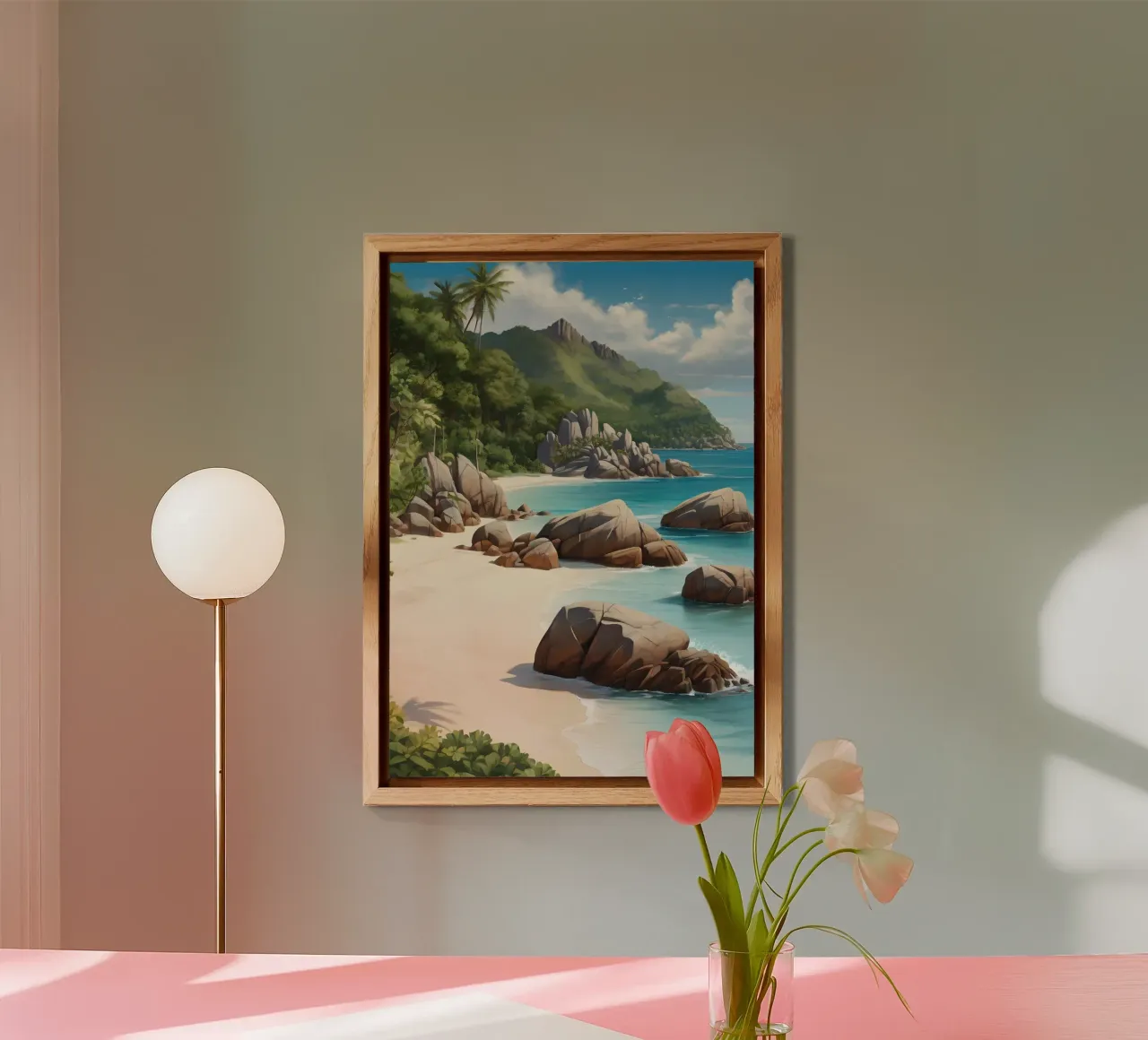 Spiaggia tropicale rocciosa alluminio dibond da Charnwood Prints