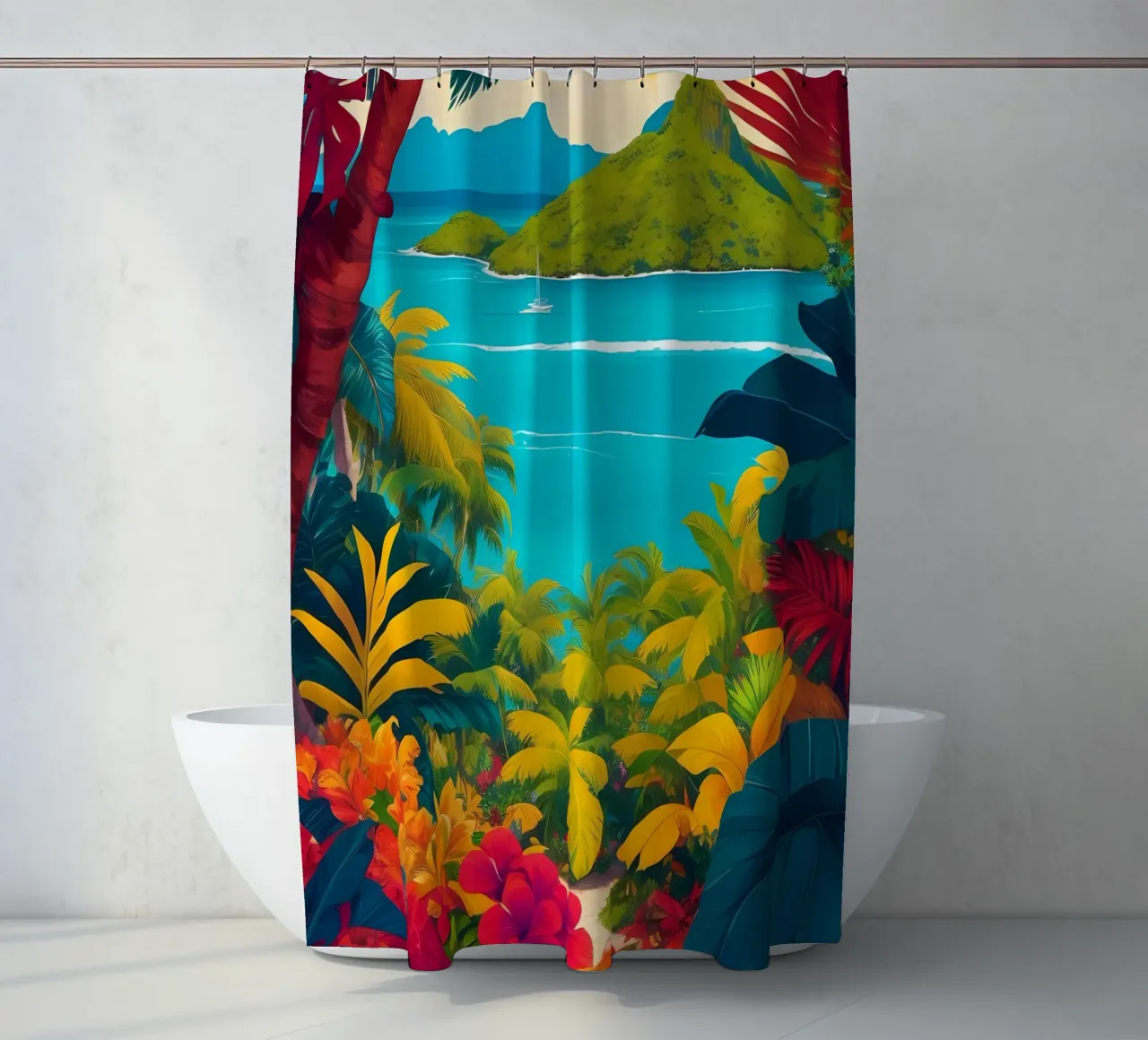 Paradiso tropicale tenda da doccia da Charnwood Prints