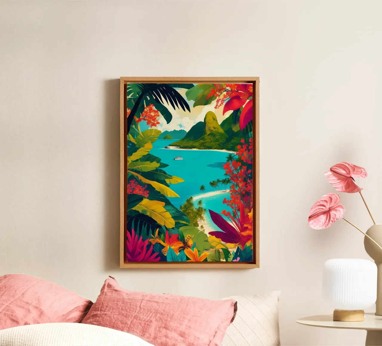 Paradiso tropicale tela con Cornice a cassetta da Charnwood Prints