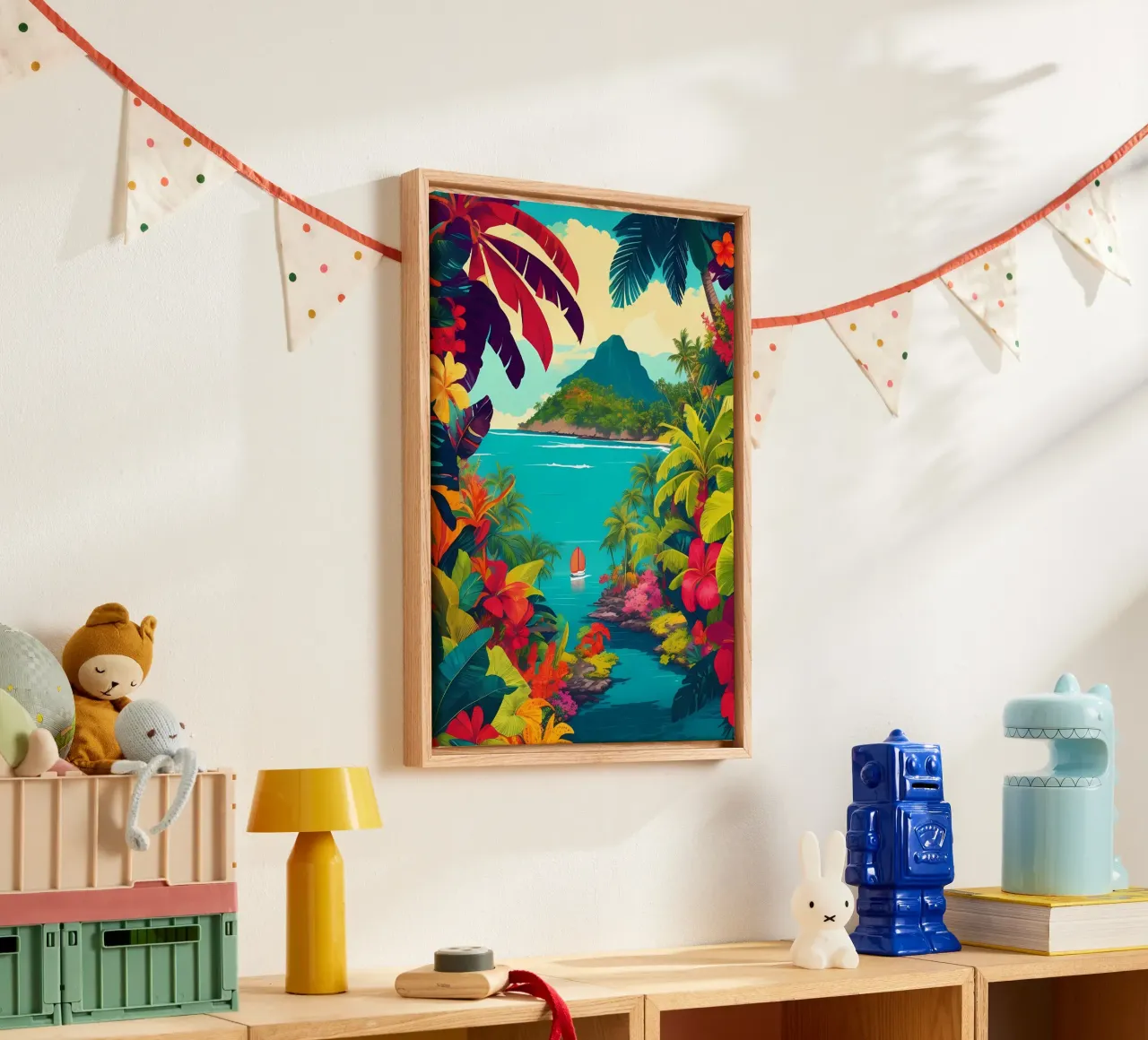 Paradiso tropicale tela con Cornice a cassetta da Charnwood Prints