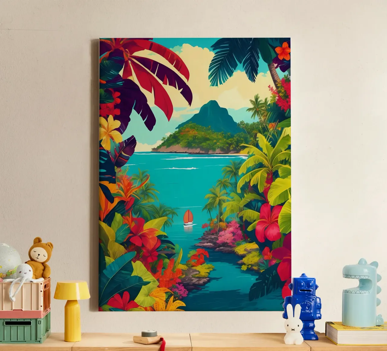 Paradiso tropicale tela con Cornice a cassetta da Charnwood Prints