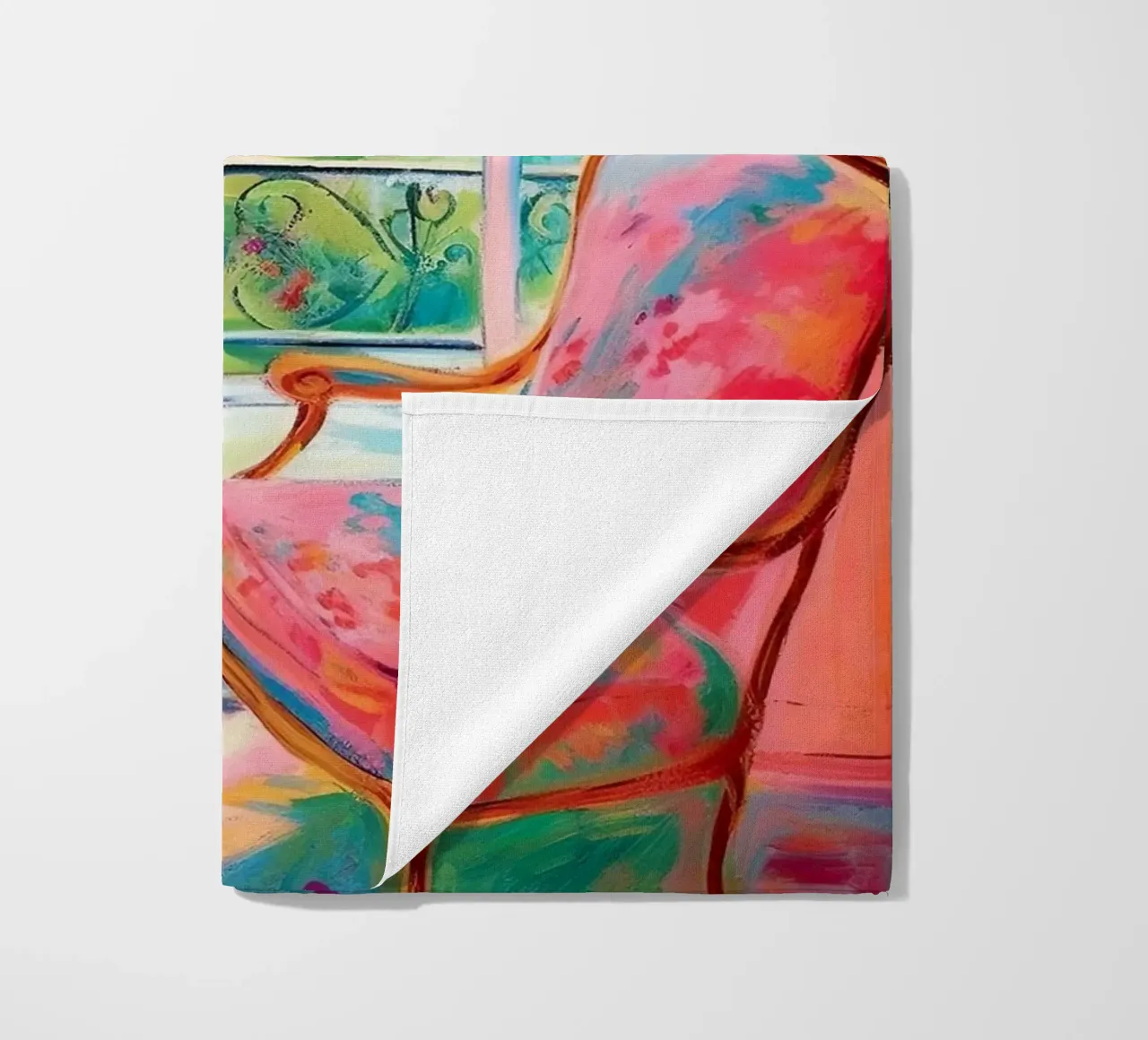 A touch of the south: the window of dreams beach towel by Nikis Art Studio