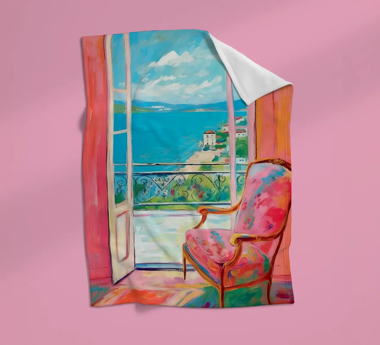 A touch of the south: the window of dreams fleece blanket by Nikis Art Studio