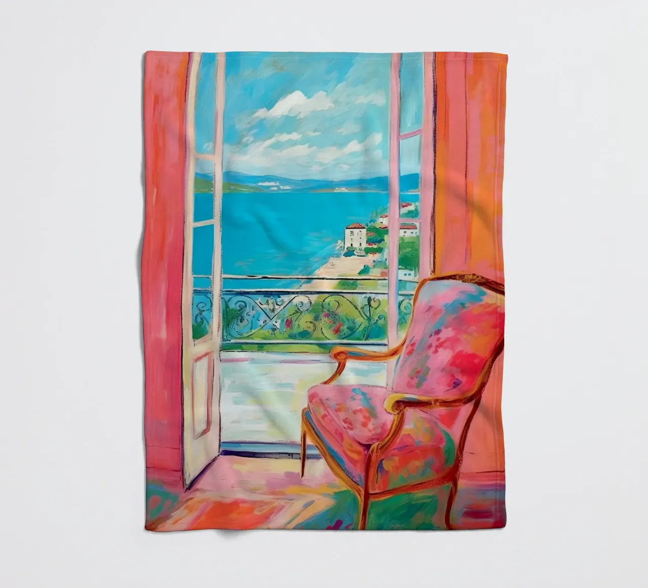 A touch of the south: the window of dreams fleece blanket by Nikis Art Studio