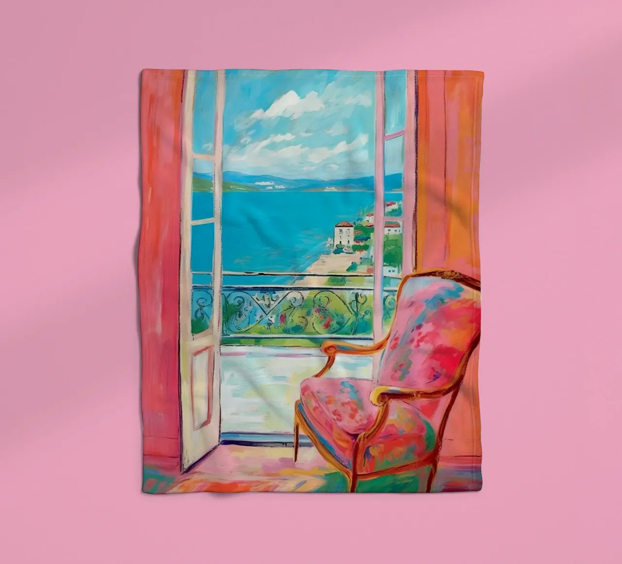A touch of the south: the window of dreams fleece blanket by Nikis Art Studio