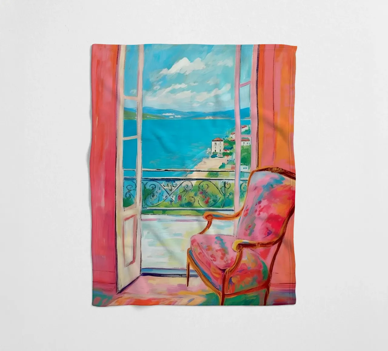 A touch of the south: the window of dreams fleece blanket by Nikis Art Studio