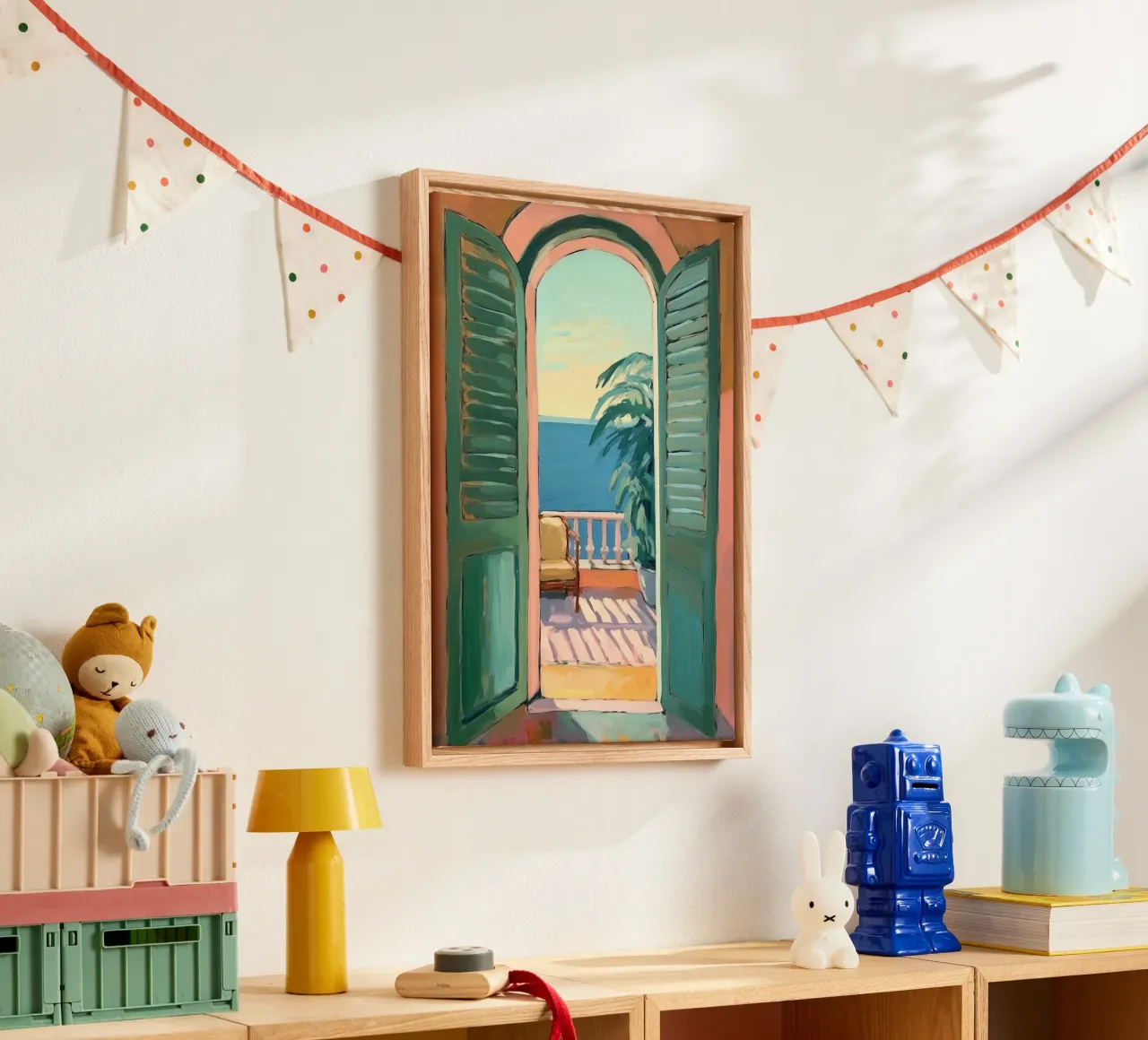 Lumières : le monde à travers une fenêtre ouverte toile de Nikis Art Studio