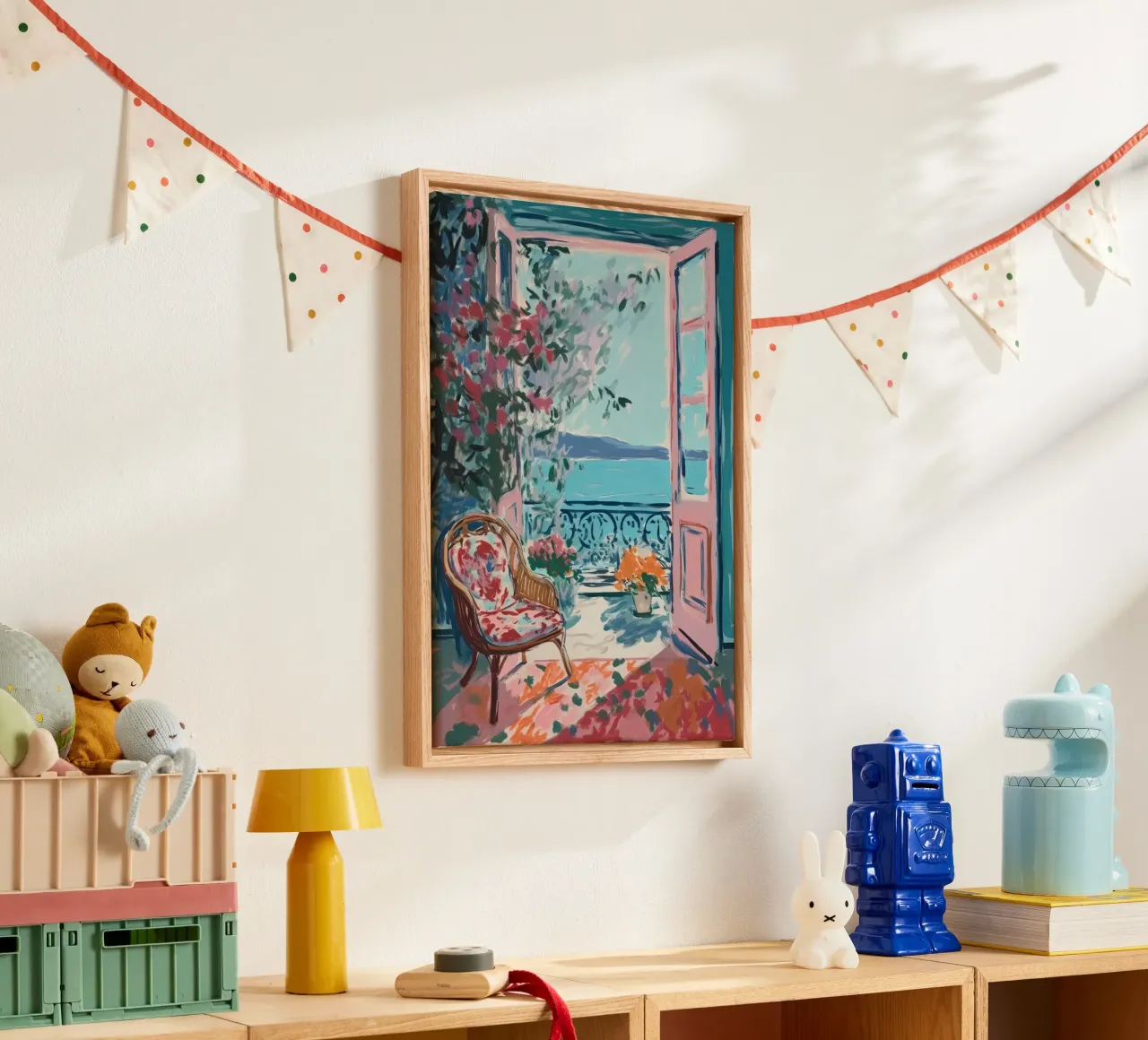 Window of colours: Mediterranean dreams canvas with Floater frame by Nikis Art Studio