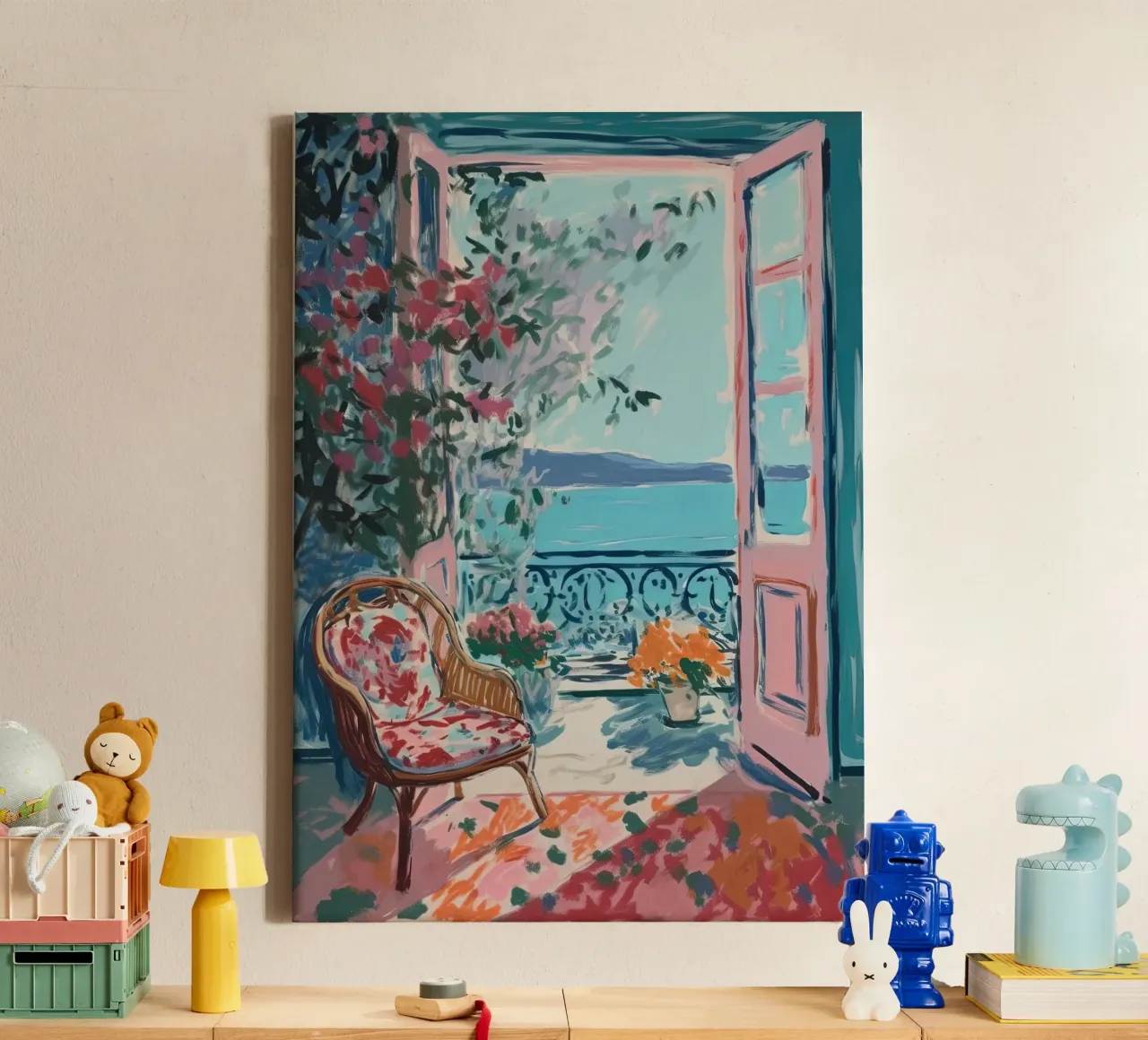 Window of colours: Mediterranean dreams canvas with Floater frame by Nikis Art Studio