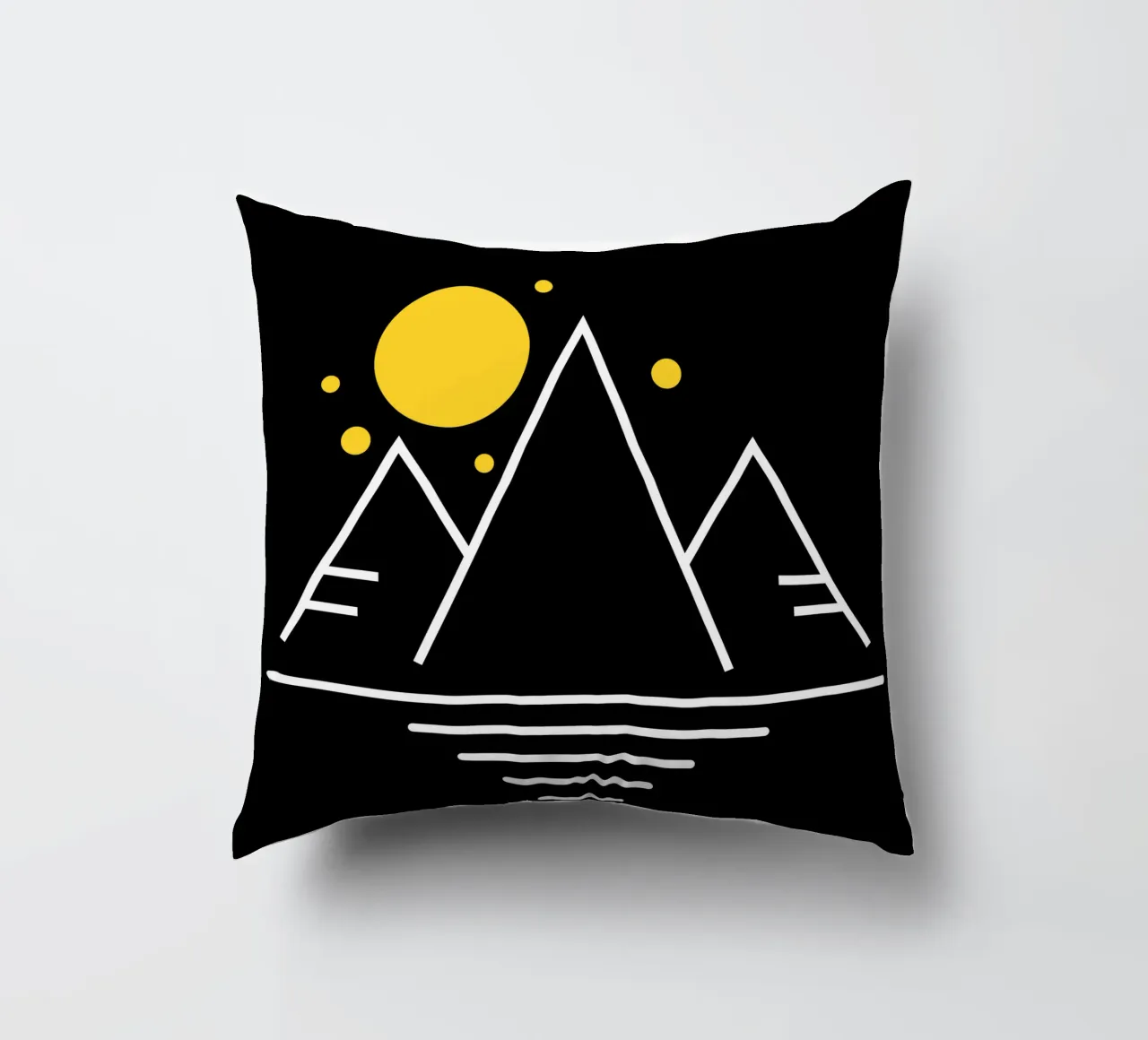 Simple mountains with sun cuscino da happieeagle
