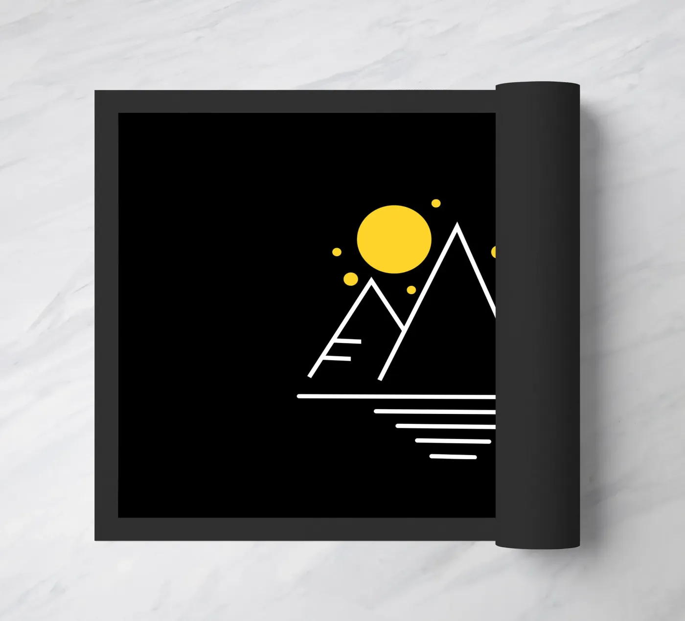 Simple mountains with sun deurmat van happieeagle