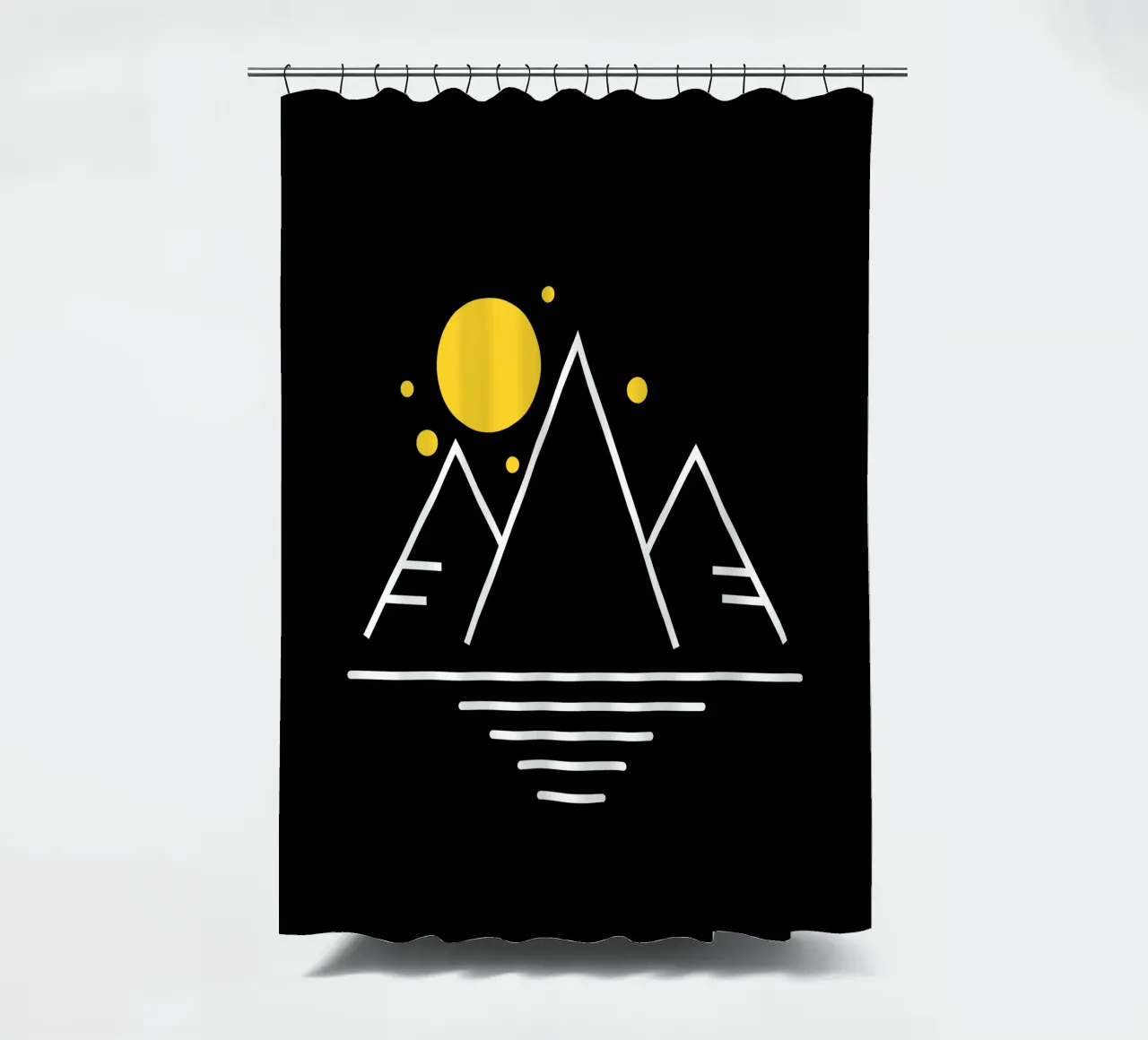 Simple mountains with sun tenda da doccia da happieeagle