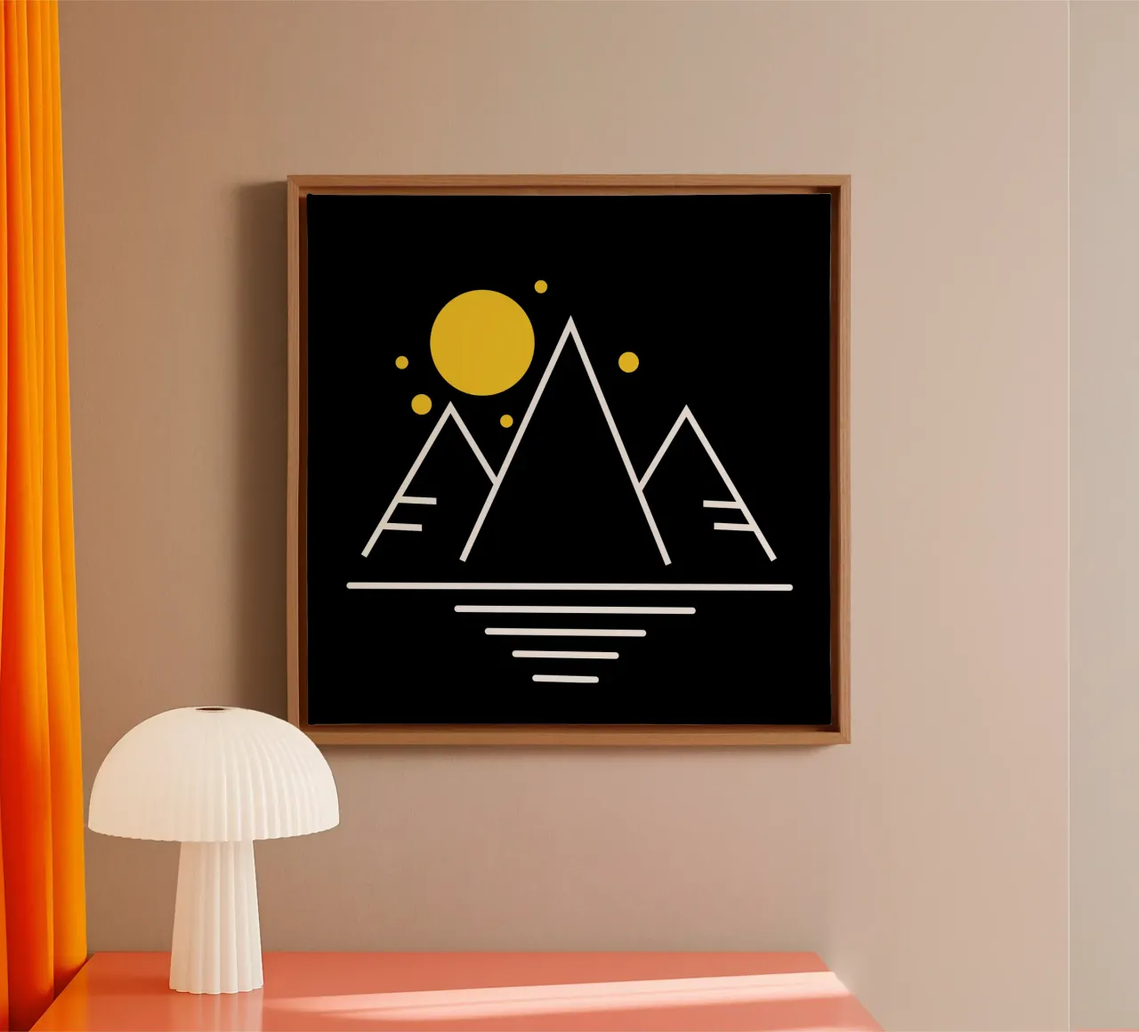Simple mountains with sun tela con Cornice a cassetta da happieeagle
