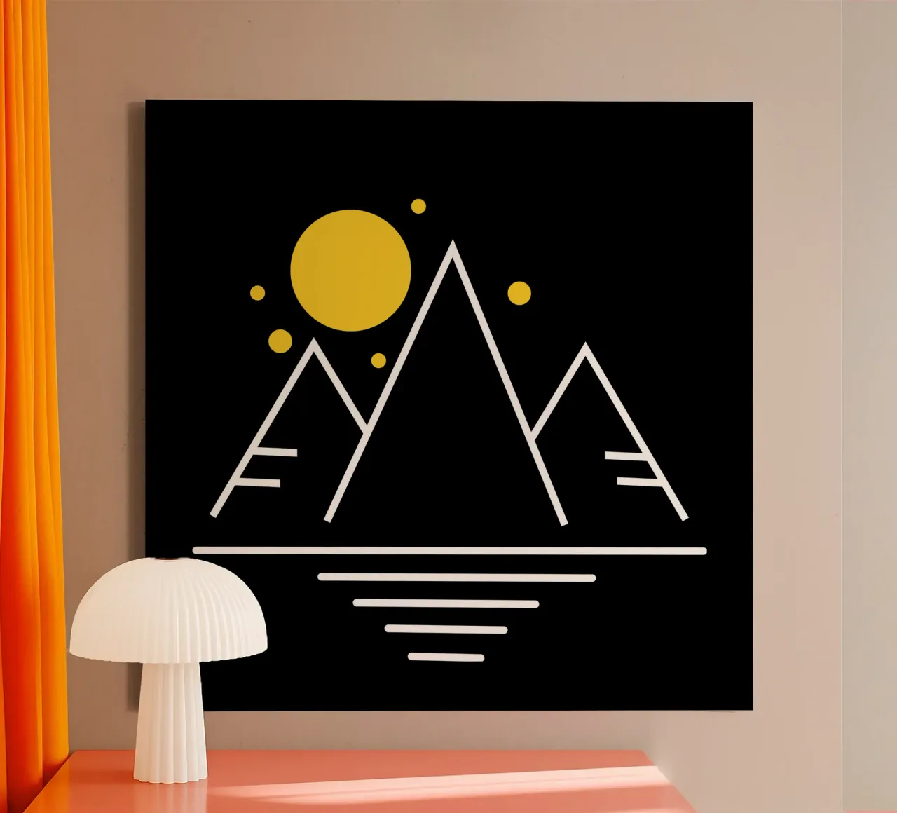 Simple mountains with sun tela con Cornice a cassetta da happieeagle