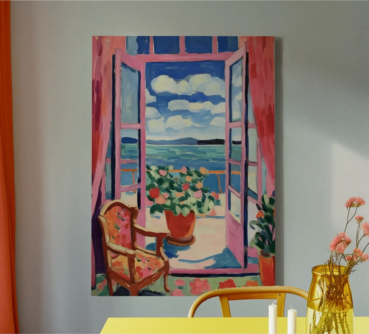 Window to the sea: the harmony of the south canvas by Nikis Art Studio