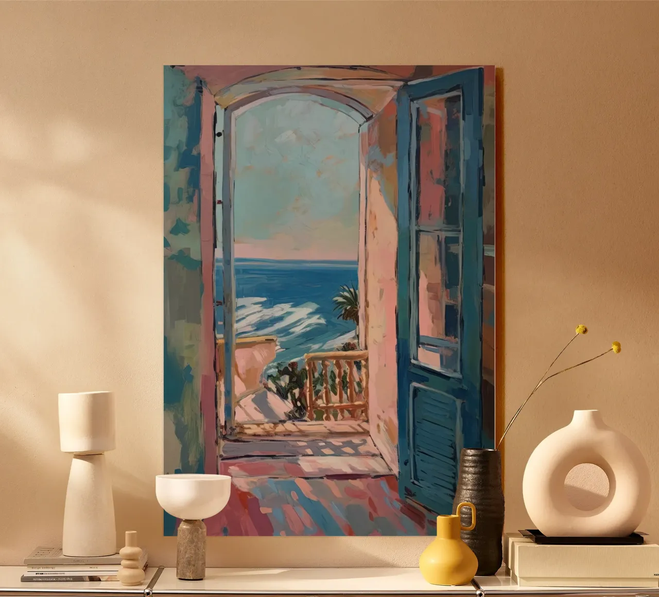 Where colours breathe: the open window alu-dibond by Nikis Art Studio
